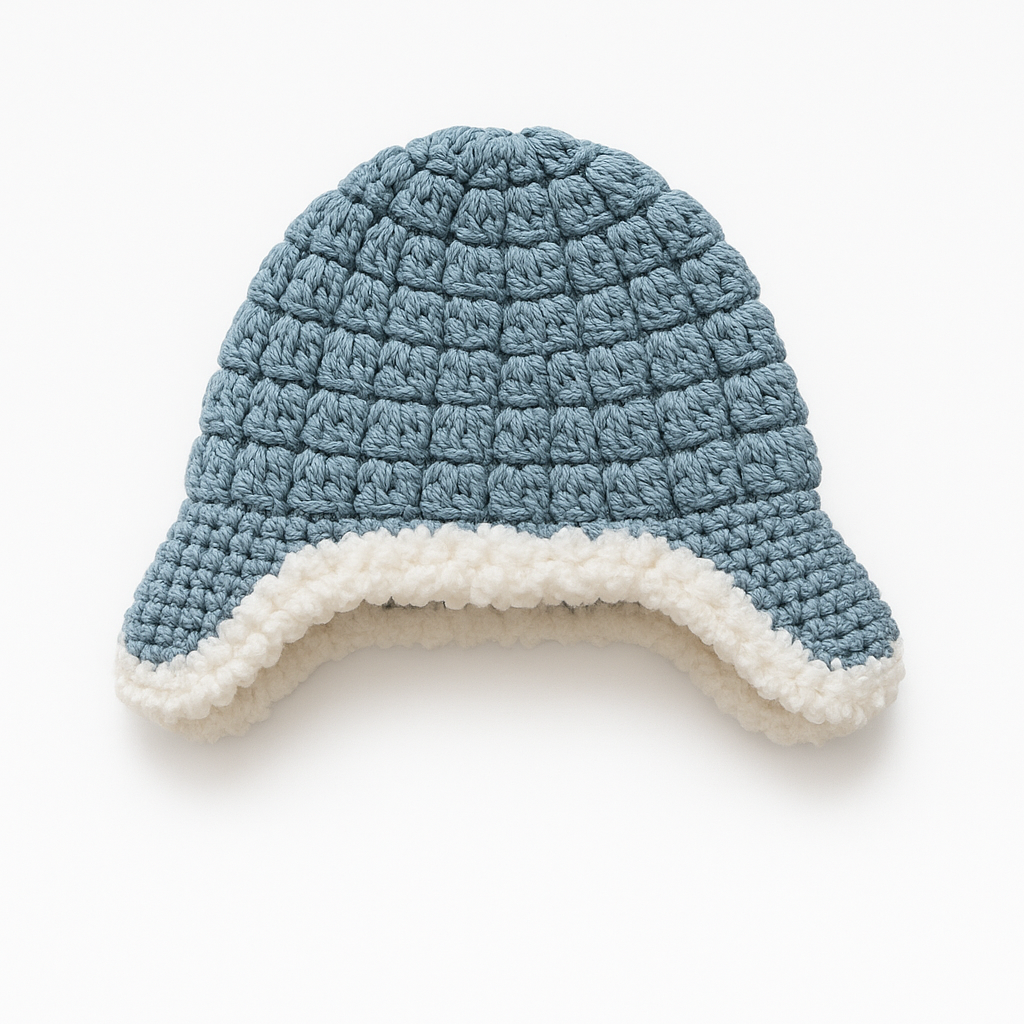 Blue & White Sherpa Baby Hat
