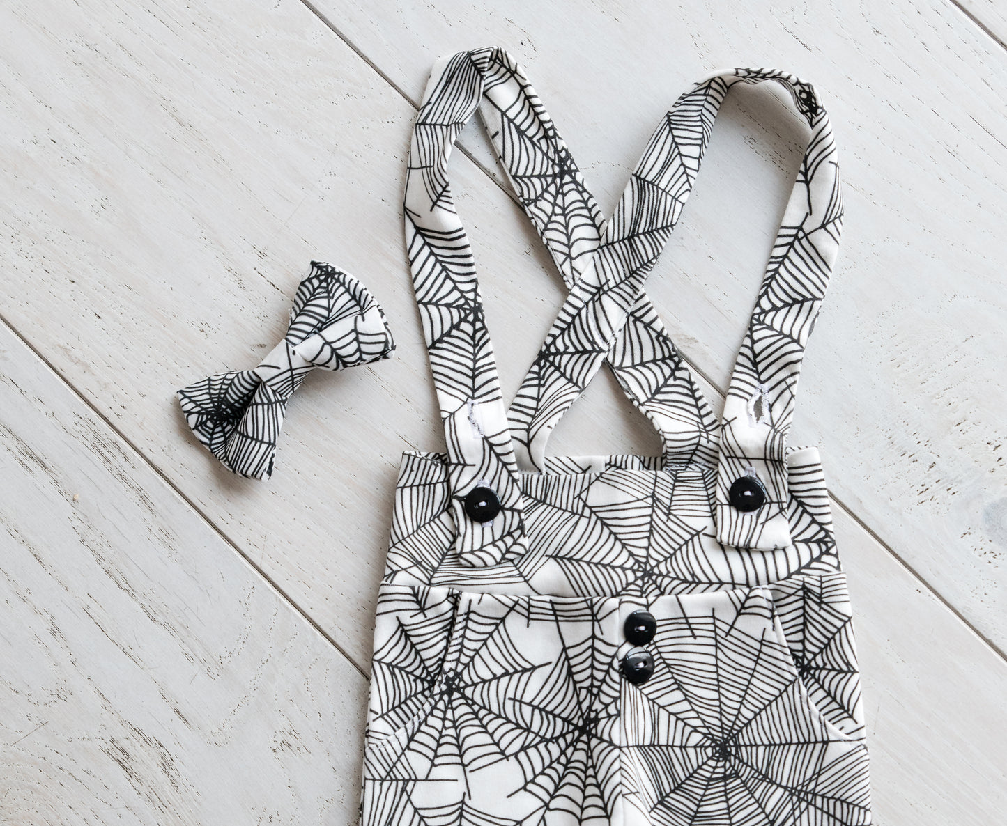 Baby Boy Leggings with Suspenders - Spiderwebs