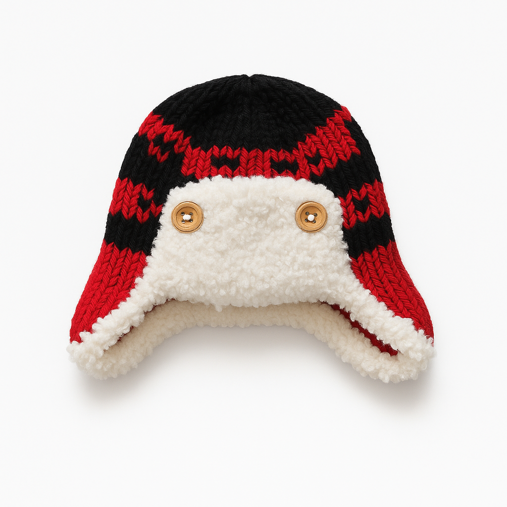Red & Black Winter Sherpa Baby Hat