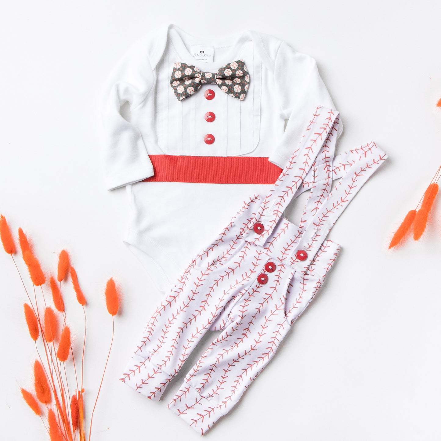 Baby Tuxedo with Baseball Accents