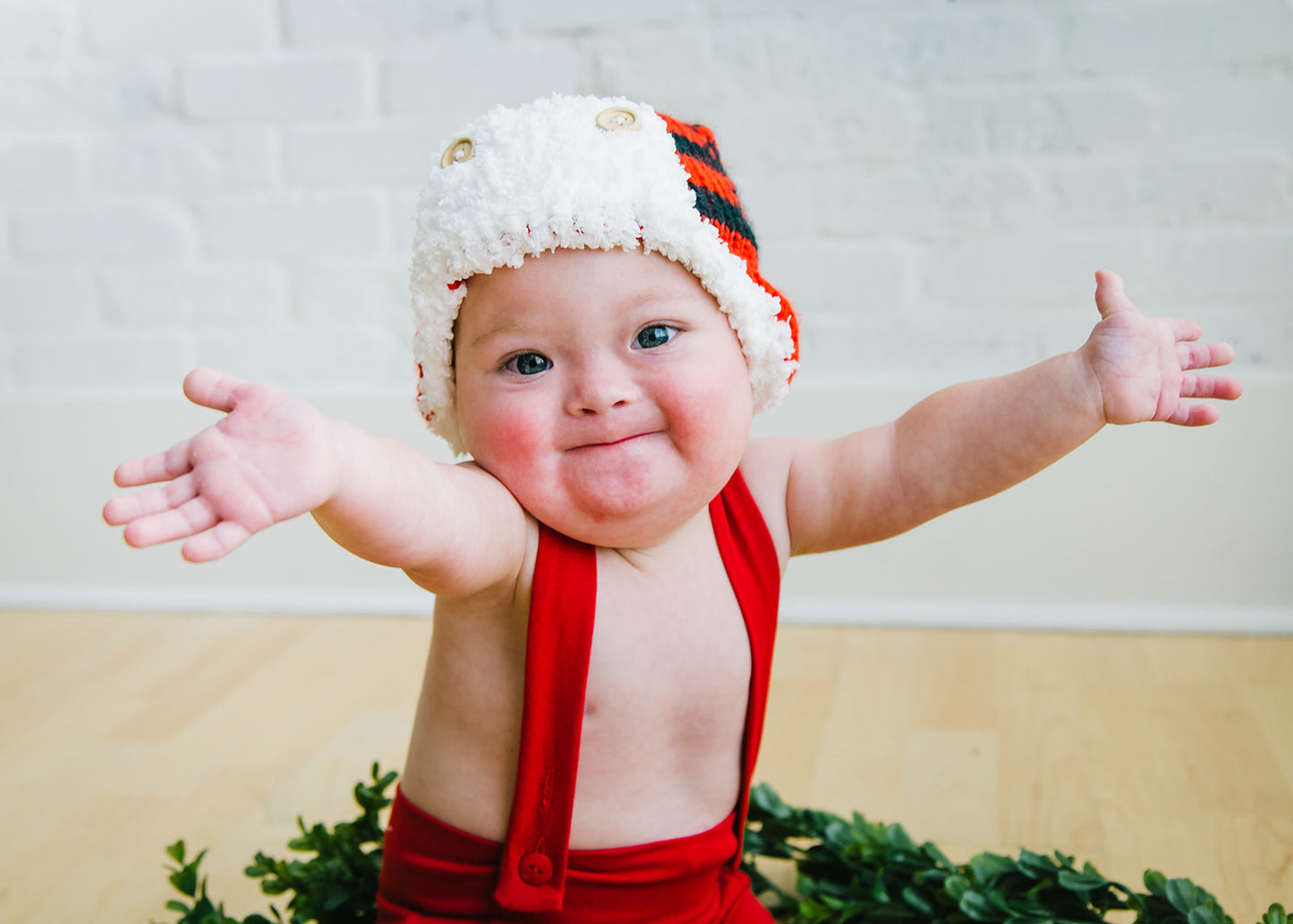 Red & Black Winter Sherpa Baby Hat