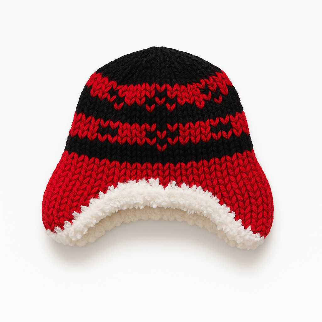 Red & Black Winter Sherpa Baby Hat