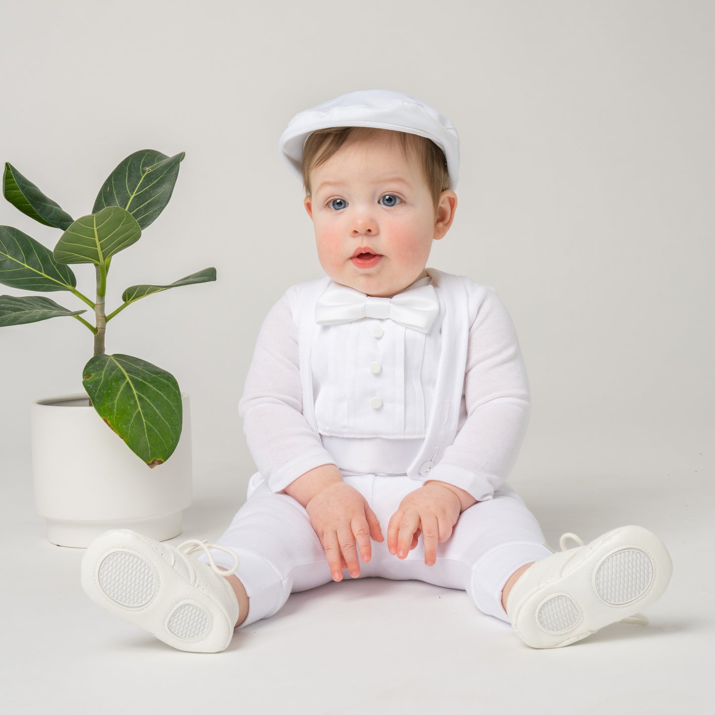 White Baby Boy Blessing & Christening Tuxedo Outfit