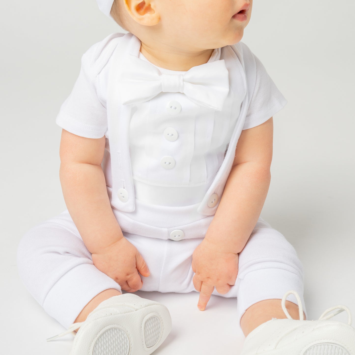 White Baby Boy Blessing & Christening Tuxedo Outfit