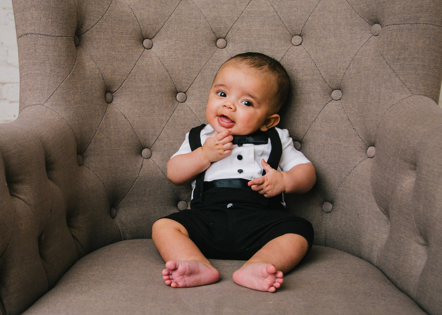 Baby Tuxedo Outfit with Shorts - Black & White