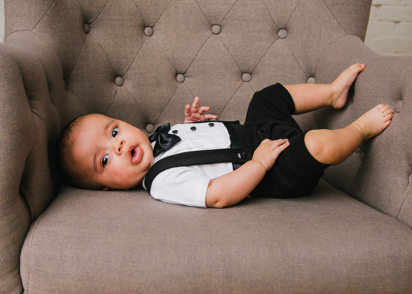 Baby Tuxedo Outfit with Shorts - Black & White